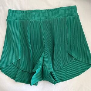 Green Pleated Women's Shorts